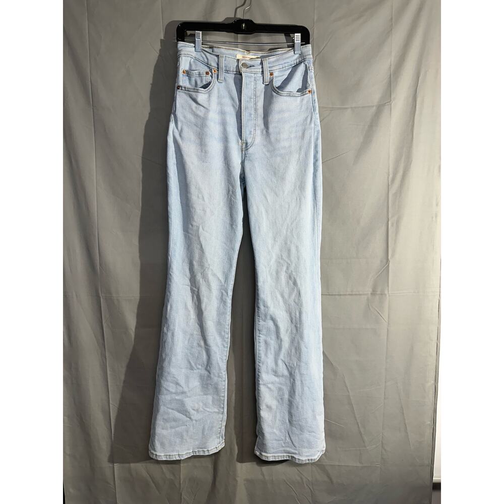 Levis Ribcage Bootcut Jeans Womens 30x33 Light Wash Button Fly Stretch High Rise